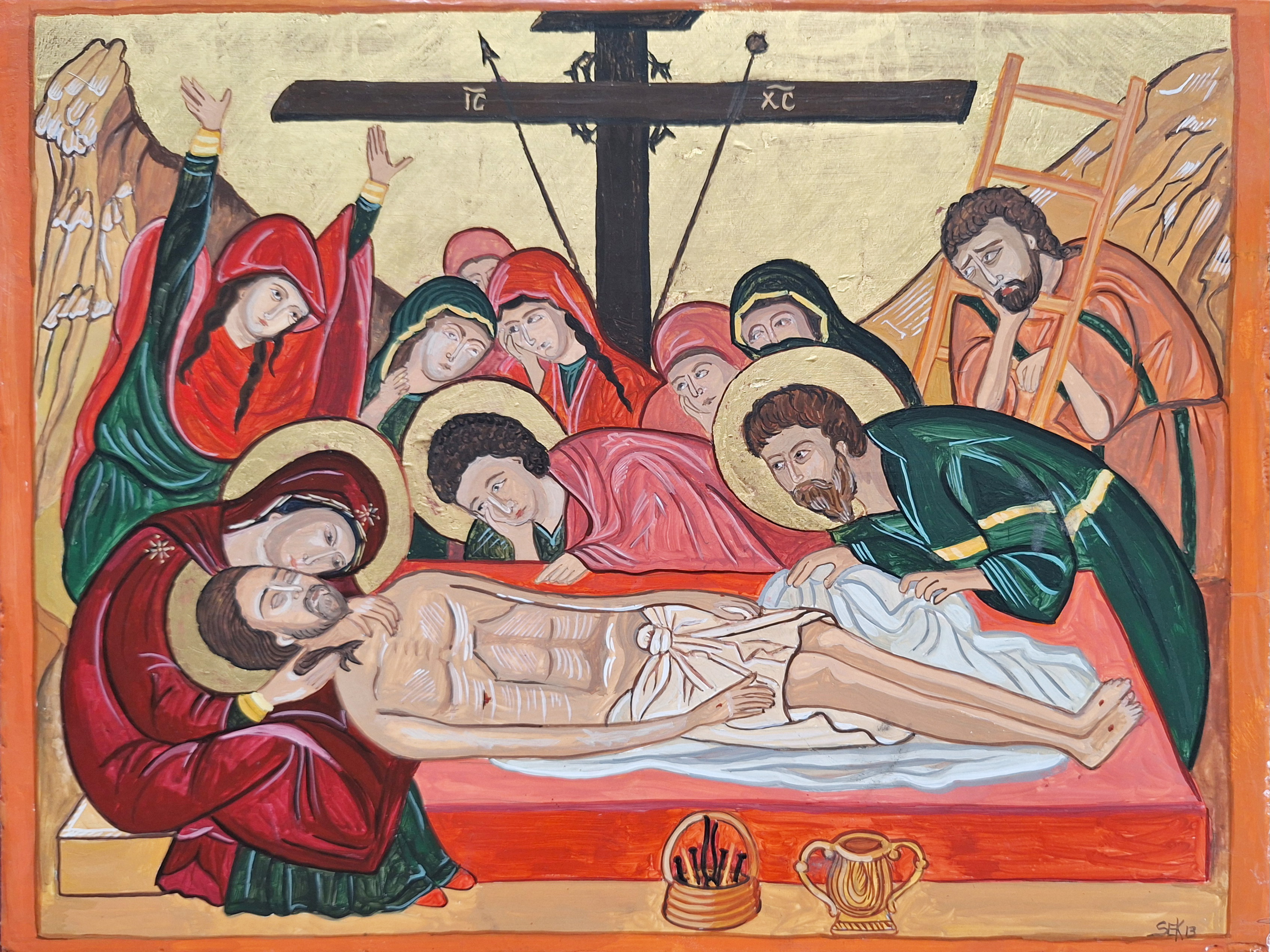 Ikone, auf der Jesus tot zu sehen ist