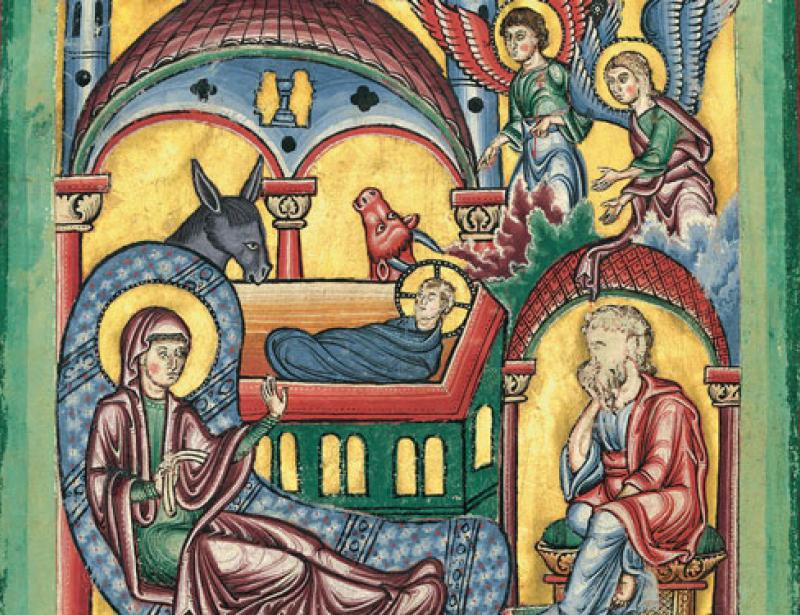 Gemalte Geburt Christi