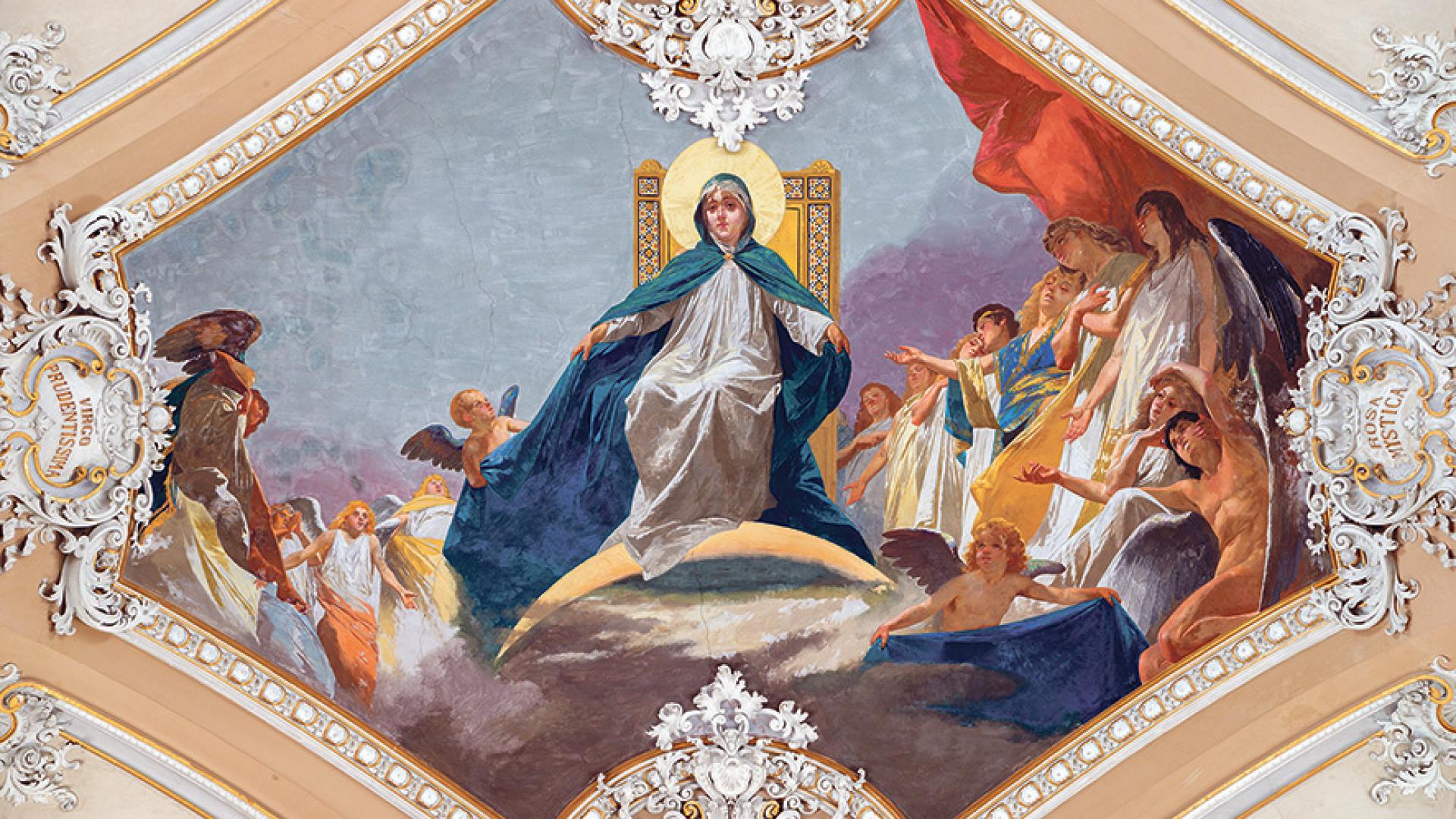 Fresko der ohne Sünde erwählten Gottesmutter Maria in der Basilika Maria Santissima dell‘ Elemosina in Catania 