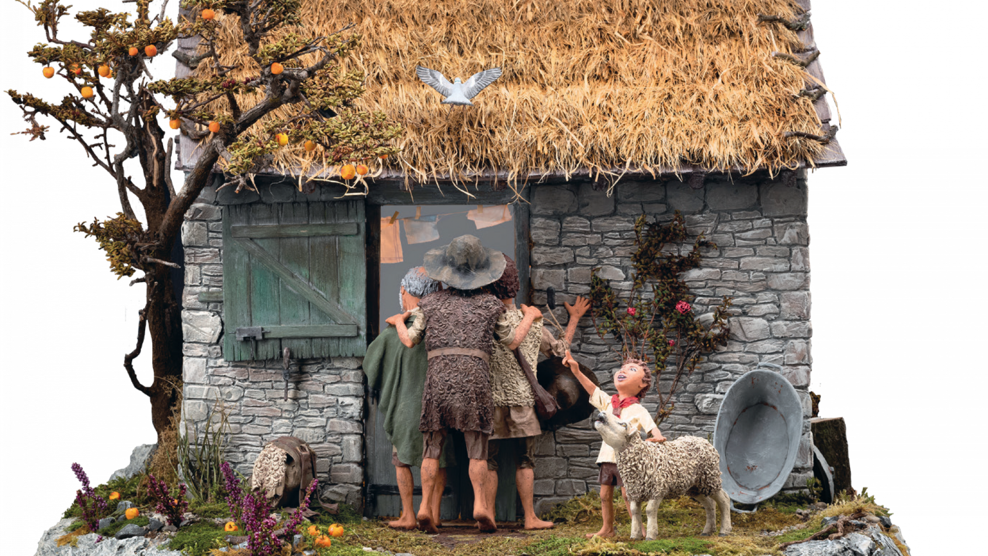 Eine Krippe mit drei Menschen