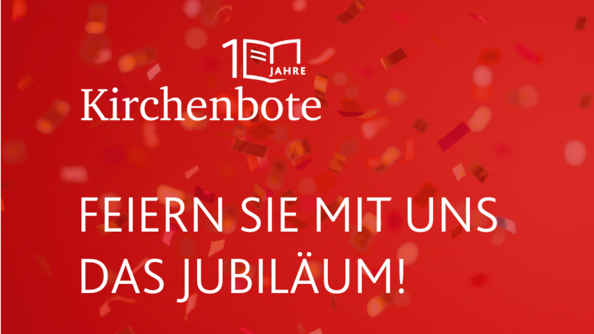 Roter Hintergrund, Text Feiern Sie mit uns das Jubiläum