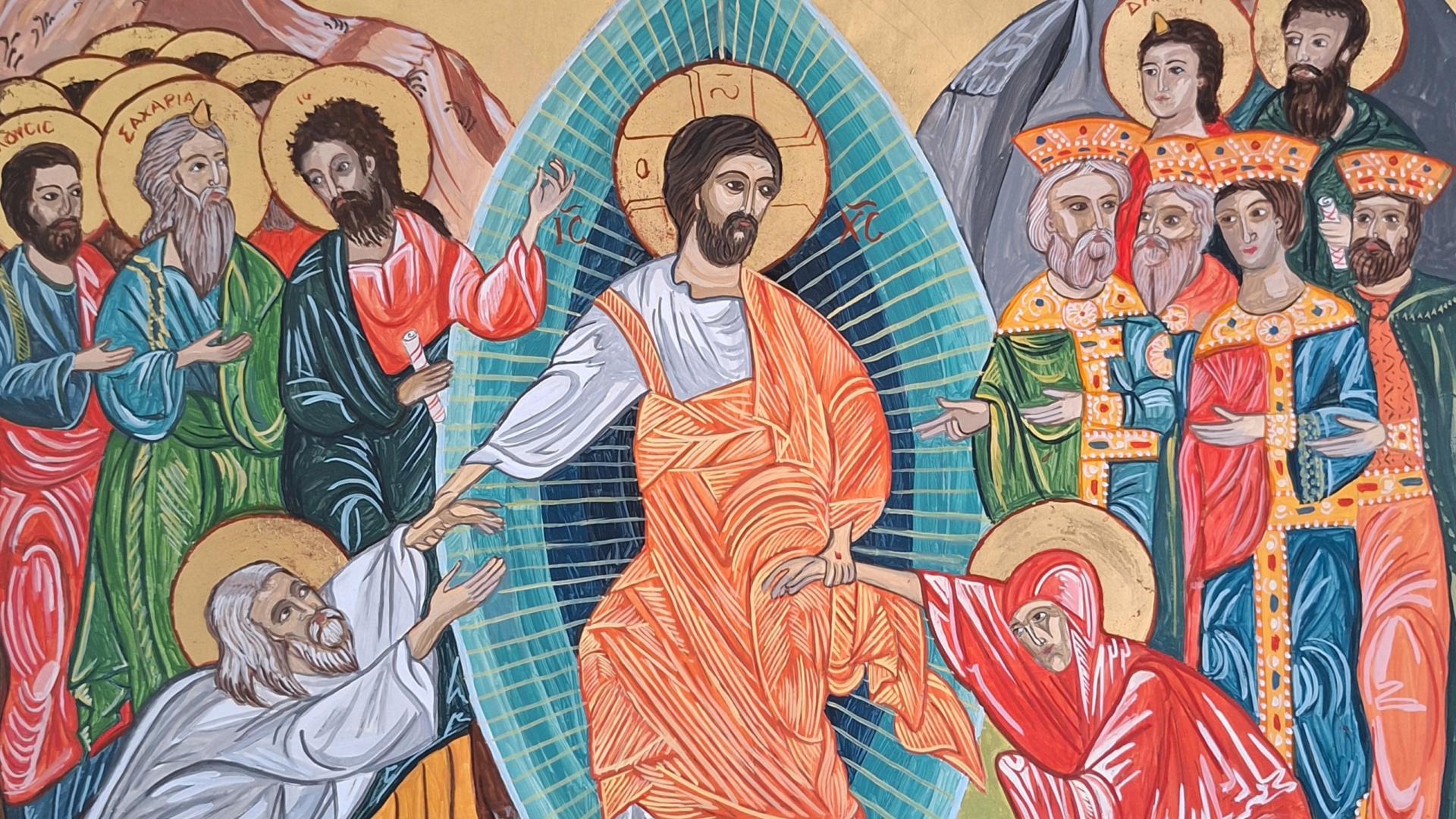 Bild einer Ikone, die die Auferstehung Jesu zeigt