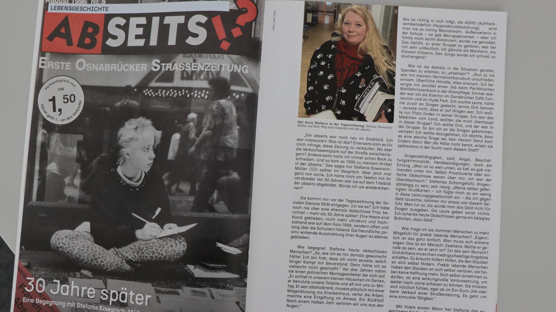 Eine Doppelseite der Zeitschrift "abseits"