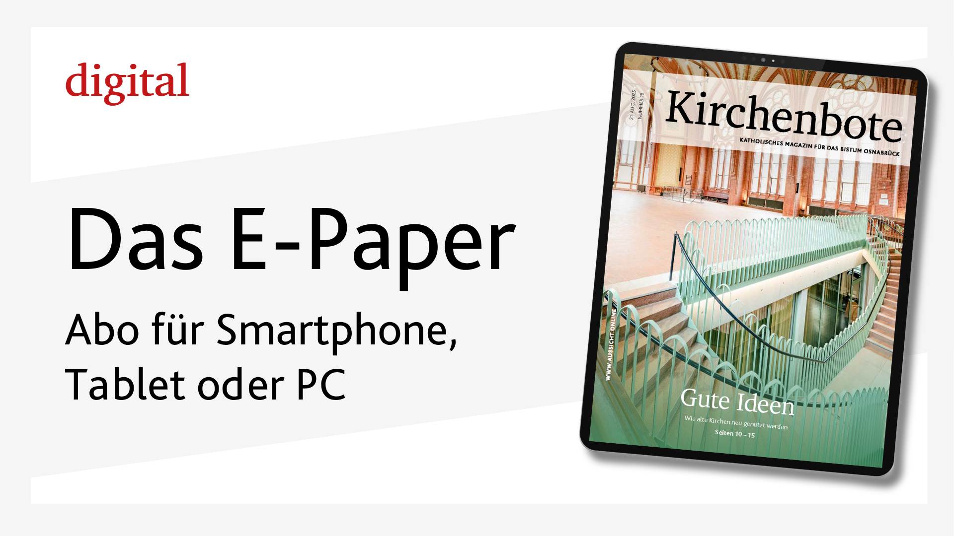 Ein Tablet mit einem Schriftzug "Das E-Paper"